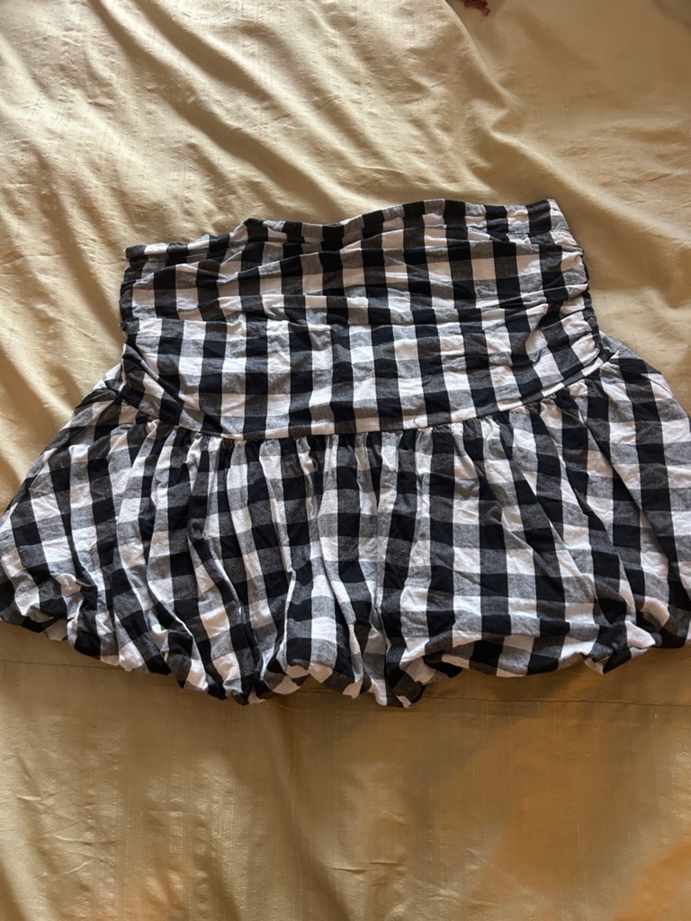 Black and White Gingham bubble strapless top